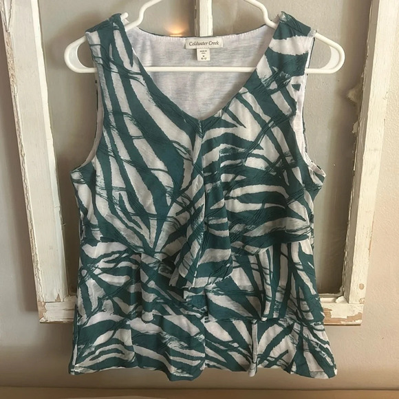 Coldwater creek sleeveless blouse blue and white size M - Picture 1 of 6